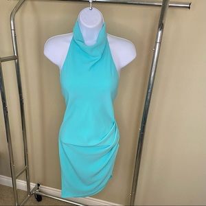 Beautiful Aqua dress! Hip detail and cowl neck make it super cute! XSmall